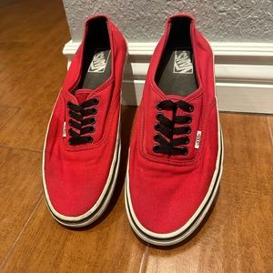 Vans Off The Wall TB40 Red Canvas Skate Shoes Sneakers Lace Up Low Top M 10.5
